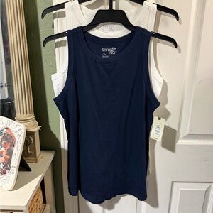 Terra & Sky Women's Tank Tops in Dark Blue and White